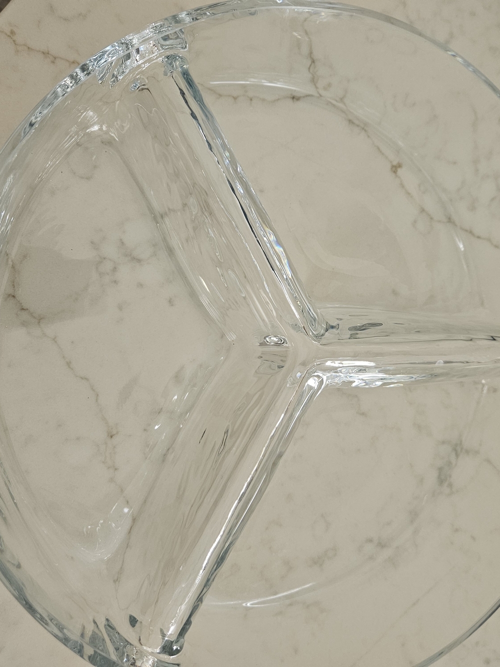 Crate&Barrel Clear Glass 3-Section Serving Platter